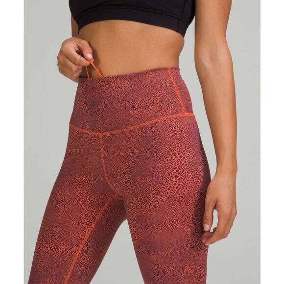 LULULEMON Wunder Train High-Rise Crop 23" Size 6 Crackle Glaze Vintage Orange - Picture 2 of 9